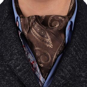 Epoint Men's Fashion Classic Paisley Cravat Silk Ascot Tie Hanky Set, With Box Set