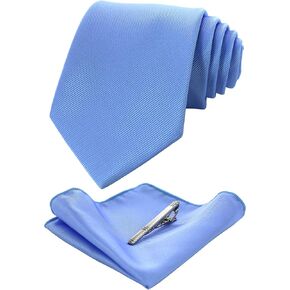 JEMYGINS Solid Color Formal Necktie and Pocket Square Tie Clip Sets for Men in Kuwait