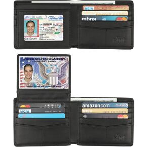 Wallet for Men-Genuine Leather RFID Blocking Bifold Stylish Wallet With 2 ID Window in Saudi Arabia