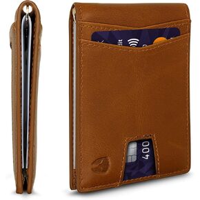 محفظة Bryker Hyde RFID Blocking Slim Minimalist ID خارج الجيب الأمامي، مشبك نقود، 9 فتحات، جلد (رمادي داكن) in Kuwait