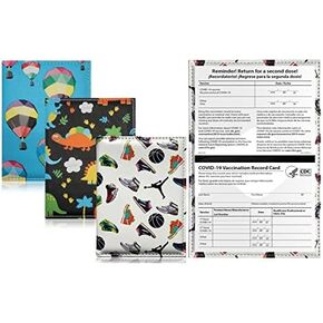 Covid Vaccine Card Holder Pack of 3 (4 x 3 Inches) Faux Leather Vaccine Card Protector Waterproof (Adventure Theme - Set 4) in Saudi Arabia