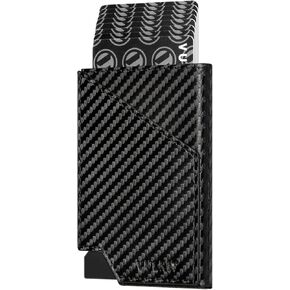 VULKIT Pop up Card Wallet RFID Blocking Slim Aluminum Metal Bank Card Holder Case with Business Money Pocket for Credit Cards Notes and Coins (Black)