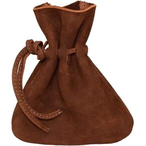 Hide & Drink, Medieval Drawstring Coin Pouch, Vintage Bag, Cosplay, Full Grain Leather, Handmade (Swayze Suede, S)