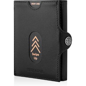 TRUSADOR Valencia Slim Small Leather Front Pocket Wallet Card Holder with RFID Protection Wallet for Men and Women (With Coin Pocket, Black)