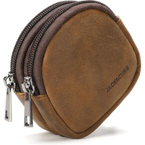 Jack&Chris Coin Purse for Men, Genuine Leather Mini Coin Wallet Zipper Pocket with Back Belt Loop, Coin Bag for Men,JC300 in Saudi Arabia