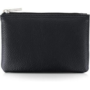 Coin Purse, PU Lychee Pattern Zipper Coin Purse Portable Coin Purse Mini Change Wallet for Women Coin Pocket Mini Money for Women Credit Card ID Key Headset Lipstick (Black)