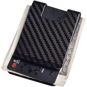 محفظة CL CARBONLIFE من ألياف الكربون بمشبك نقود، حامل بطاقات عمل، واقي RFID وحامل بطاقات الائتمان للرجال (X-Large، 3.5 بوصة × 2.2 بوصة × 0.6 بوصة) in Kuwait