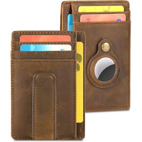 BEARTWO Holder for Airtag Wallet: Genuine Leather Slim Money Clip Wallet for Men in Kuwait