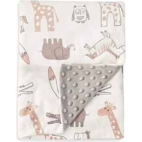 BORITAR Baby Blanket Lovely Animal Double Layer Dotted Back 30 x 40 Inch | Soft Minky Fabric Receiving Blanket for Boys Girls Infant Toddler Newborn Daily Use Crib Stroller Car Pet Shower Gift in Saudi Arabia