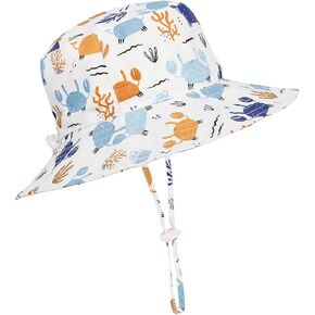 Toddler Sun Hat UPF 50+ Kids Beach Bucket Hats Boys Girls 0-8Y | Cute Pattern Design, Lightweight & Breathable for Outdoor, Park, Travel, Summer, Adjustable Buckle, Chin Strap in Kuwait