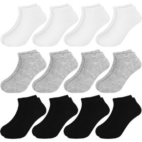 BOOPH 12 Pairs Kids Ankle Socks Boys Girls Low Cut Half Cushion Athletic Socks in Kuwait
