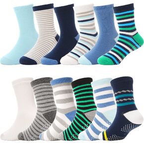 ANTSANG Baby Boys Grips Socks Kids Toddlers Infants Non Slip/Anti Skid Crew Cotton Socks