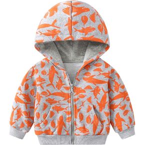 Azalquat Baby Toddler Boys Dinosaur Hooded Zip Jacket Casual Outerwear Active Sweatshirt