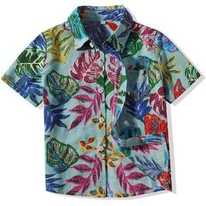 Baby Boys Casual Hawaiian Shirts Cotton Print Button Down Short Sleeve Shirt for Holiday in Saudi Arabia
