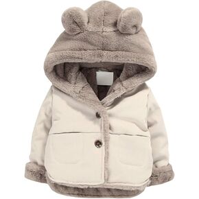 NinkyNonk Toddler Fleece Jacket, Warm Cotton Baby Winter Coats, Kids Hooded Outerwear for Boys Girls …