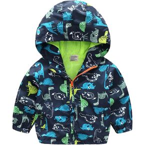 lymanchi Kids Baby Boy Dinosaur Hooded Zip Jackets Windbreaker Casual Outerwear