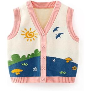 Unisex Baby Sweater Vest Knitted Soft Uniform Cotton V-Neck Sleveeless Waistcoat Vest in Saudi Arabia