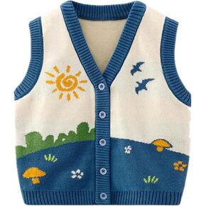 Unisex Baby Sweater Vest Knitted Soft Uniform Cotton V-Neck Sleveeless Waistcoat Vest in Kuwait