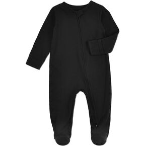 Aablexema Organic Cotton Baby Footie Pajamas with Mittens Newborn Zip Up Onesie Sleeper