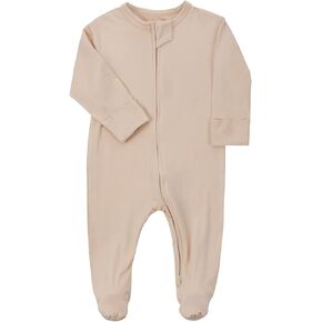 Aablexema Baby Footie Bamboo Pajamas Zipper - Unisex Infant Newborn Sleep Play Footed Onesie Pjs with Mittens
