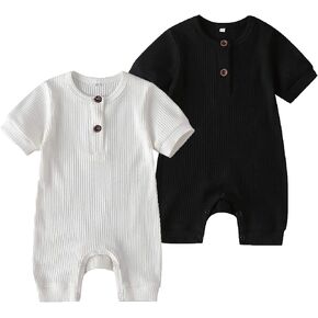 Baby Boy Girl 2 Pack Solid Romper Short/Long Sleeve One Piece Jumpsuits Clothes Sets in Saudi Arabia