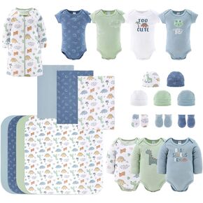The Peanutshell Newborn Clothes & Accessories Set for Baby Boys - 23 Piece Layette Gift Set - Fits Newborn to 3 Months - Dinosaur in Kuwait
