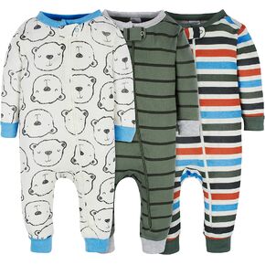 Onesies Brand Baby Boys' 3 قطع من البيجامات القطنية ذات المقاس المناسب من قطعة واحدة