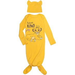 Disney Pixar Monsters Inc. Lion King Winnie The Pooh Simba Mike Baby Long Sleeve Cosplay Swaddle Sleeper Gown and Hat Infant