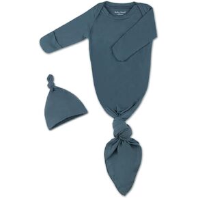 Baby Knotted Gown, Super Soft Newborn Infant Long Sleeve Sleeper for Baby Girl and Boy Sleepwear with Hat Set
