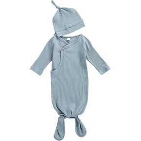 Qiylii Unisex Infant Baby Gown Sleeping Bag Newborn Boy Girl Knotted Sleeper Nighgown Pajamas Coming Home Outfits in Saudi Arabia