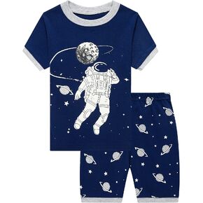 Popshion Little Boys 2 Piece Short Pajamas Train Shark Sleepwear 100% Cotton Toddler Dinosaur Pjs Summer Kids Clothes 2-7T in Kuwait