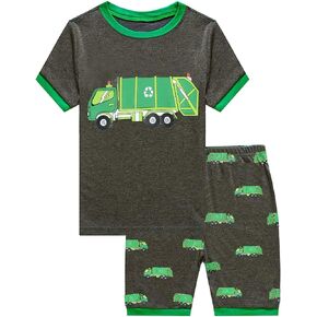 Toddler Boys Pajamas Short Sets Fire Truck Cotton 2 Piece Pjs Excavator Sleepwear Summer Clothes Kids Jammies Set Size 1-7T in Kuwait