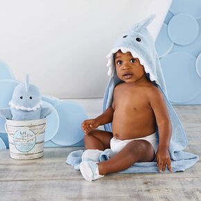 Baby Aspen Baby Shark Hooded Towel/Newborn Spa Bath Robe, Baby Beach Towel | Baby Bath Towel