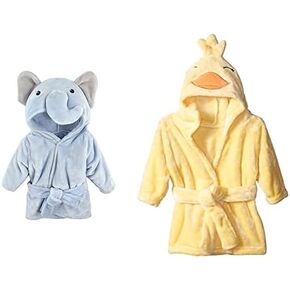 Hudson Baby Boy Plush Animal Face Bathrobe 2-Pack, Modern Panda Koala