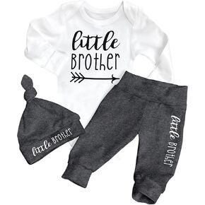AGAPENG Baby Boy Clothes Newborn Boy Outfits Infant Letter Print Romper Long Pants Hat 3PCS Baby Boy's Clothing in Kuwait