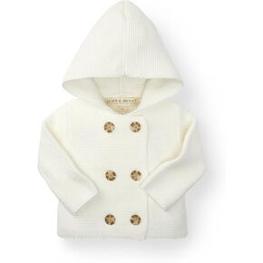 Hope & Henry Layette Baby Long Sleeve Button Front Hooded Sweater