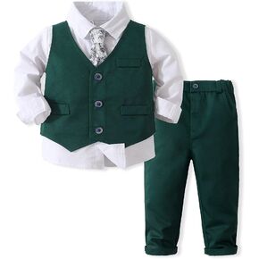 Kimocat Baby Boy Clothes Outfit Suit Long Sleeve Gentleman Tuxedo Vest Wedding Birthday Party Suit