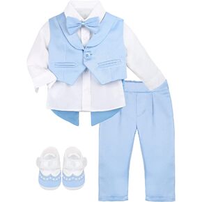 Lilax Baby Boy Gentleman Tuxedo Outfit Infant 4 Piece Set 3-6 Months Blue in Kuwait