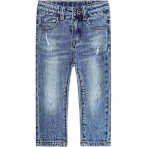 KIDSCOOL SPACE Baby Little Boys Jeans,Elastic Band Inside Straight Fit Ripped Denim Pants in Saudi Arabia