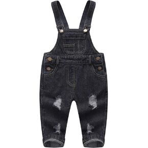 KIDSCOOL Toddler Baby Denim Overalls Ripped Holes Jean Bib Romper Jumpsuit | Toddler baby denim overalls, unisex ripped distressed jean bib romper, cute gingham lining jumpsuit, infant soft outfit in Saudi Arabia