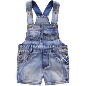 KIDSCOOL Toddler Denim Shorts Overalls Unisex Infant Baby Jean Shortalls | Toddler boys girls denim shortalls, unisex infant baby jean shorts overalls, summer washed bib dungarees, size 6m to 5t in Saudi Arabia