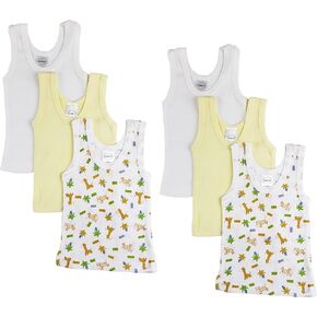 Newborn Baby Sleeveless Pack of 6 Tank Tops 100% Cotton Shirts, Short Sleeve Tees 0-24 Months Boys, Girls, Unisex in Saudi Arabia