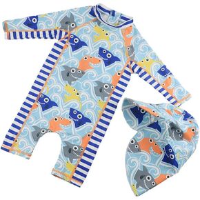 Baby Toddler One-Piece Swimsuit Rashguard Swimwear Zipper Bathing Suit Infant Sunsuit UPF50+ Sun Protection with Hat
