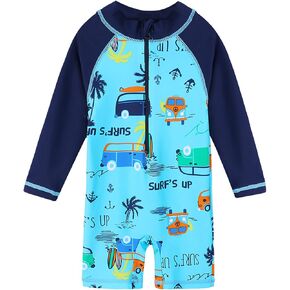 HUAANIUE Baby/Toddler Boy Swimsuit Rashguard Swimwear Long Sleeve One-Piece