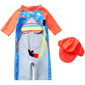 Baby Toddler Boys Swimsuit One Piece Zipper Bathing Suit Shark Sun Protection Rash Guard Swimwear Surfing Suit in Kuwait