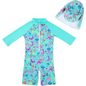upandfast Baby/Toddler Swimsuit Sunsuit UPF 50+ Infant One Piece Bathing Suit with Sun Hat