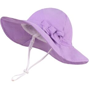LANGZHEN UPF Beach Sun Protection Hat for Baby Girls Adjustable Toddler Kids Hat Wide Brim Summer Play Hat with Chin Strap in Kuwait