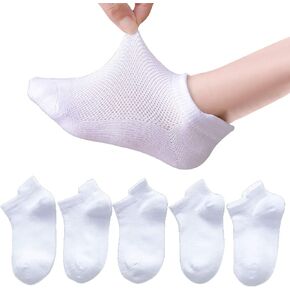 Looching 5 Pack Baby Girls Boys Mesh Thin Socks Cotton Low Cut Kids Toddler No Show Ankle Socks 1-12T Soft White/Multicolor in Kuwait