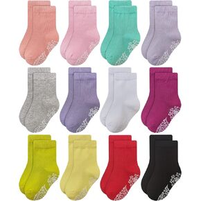 RATIVE Baby Girl Non Slip Grip Socks 12-Pack Soft Cotton Toddler Girl Socks in Saudi Arabia