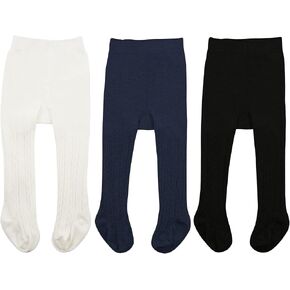 Zando Cable Knit Toddler Tights Baby Seamless Leggings Girls Stockings | Soft Cotton, Stretchy, Durable, Thick Warm for Fall Winter Outfit, Footed Pantyhose for School Under Dress, Cute for Photos in Kuwait